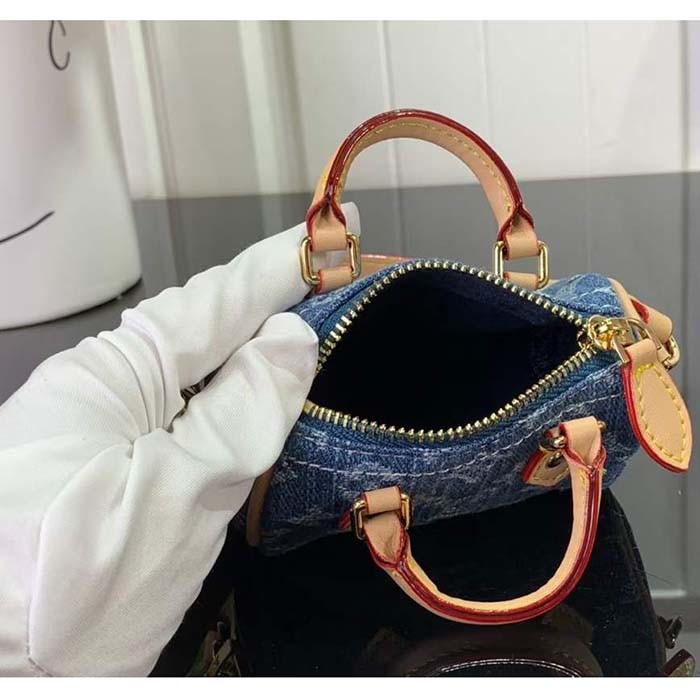 Louis Vuitton Women Micro Speedy Bag Charm Monogram Denim Canvas M01701