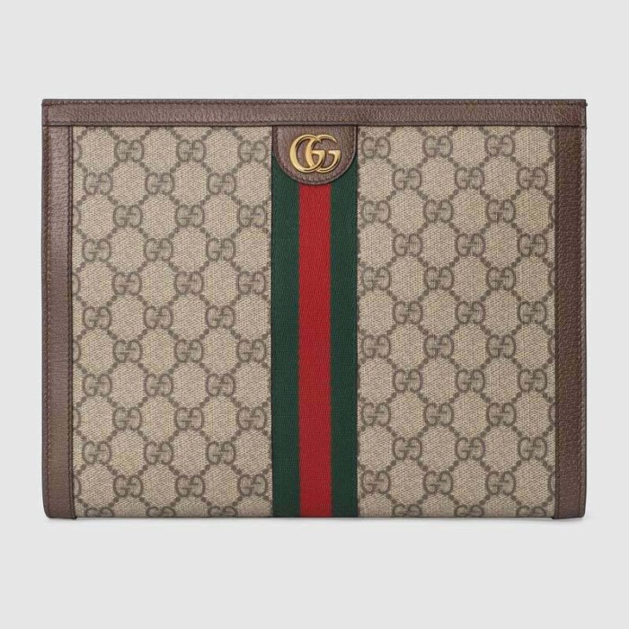 Gucci GG Unisex Ophidia Pouch Beige/Ebony GG Supreme Canvas