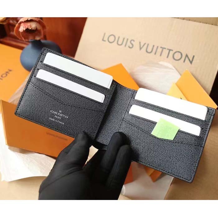 Louis Vuitton LV Unisex Slender Wallet Blue Monogram Coated Canvas Bill Compartment