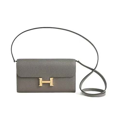 Hermes Women Constance Long To Go in Epsom Leather-Grey/Gold