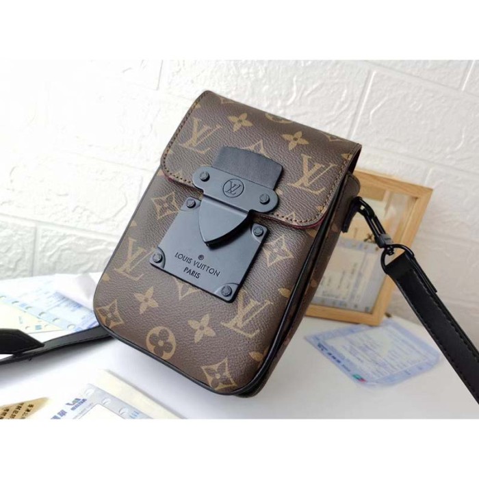 Louis Vuitton LV Unisex S-Lock Vertical Wearable Wallet Monogram Macassar Coated Canvas
