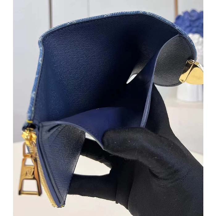 Louis Vuitton LV Unisex Victorine Wallet Denim Blue GOTS Monogram Denim Canvas Natural Cowhide Leather