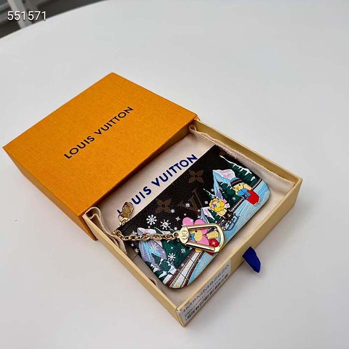 Louis Vuitton LV Unisex Key Pouch Pink Monogram Coated Canvas M82620