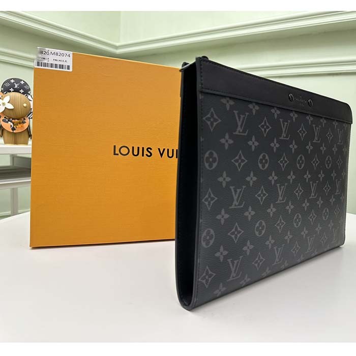 Louis Vuitton LV Unisex Pochette Jour Monogram Eclipse Coated Canvas Cowhide Leather