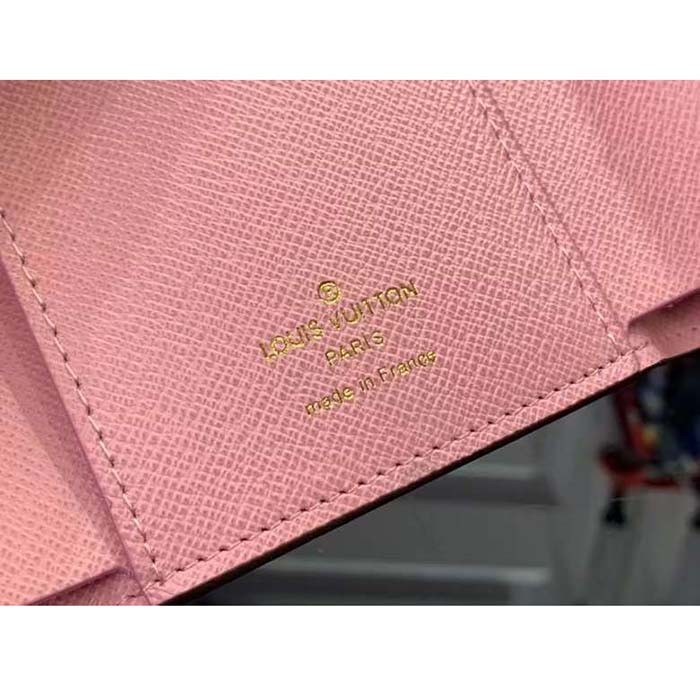Louis Vuitton LV Unisex Victorine Wallet Pink Monogram Coated Canvas Grained Cowhide Leather