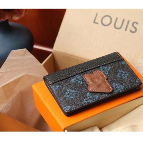 Louis Vuitton LV Unisex Pocket Organizer Blue Monogram Coated Canvas Outside Pocket