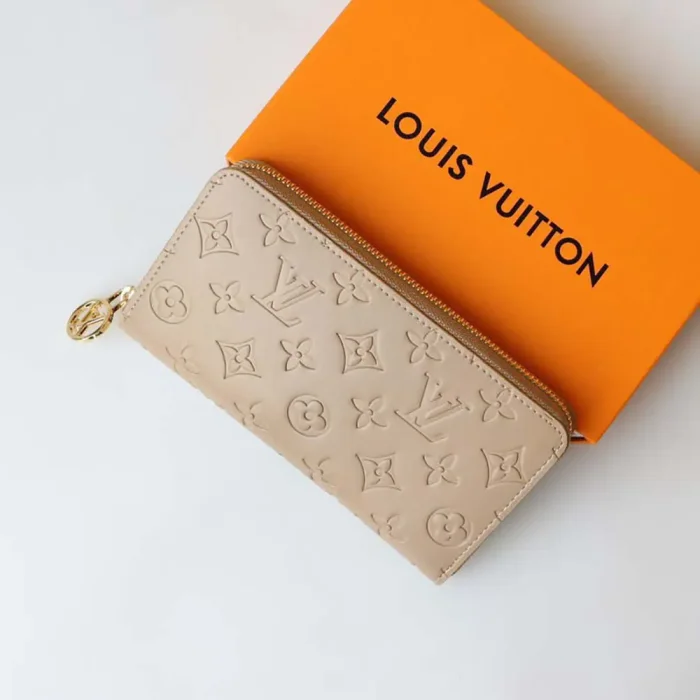 Louis Vuitton Unisex Zippy Wallet Monogram-embossed Lambskin-Taupe Brown