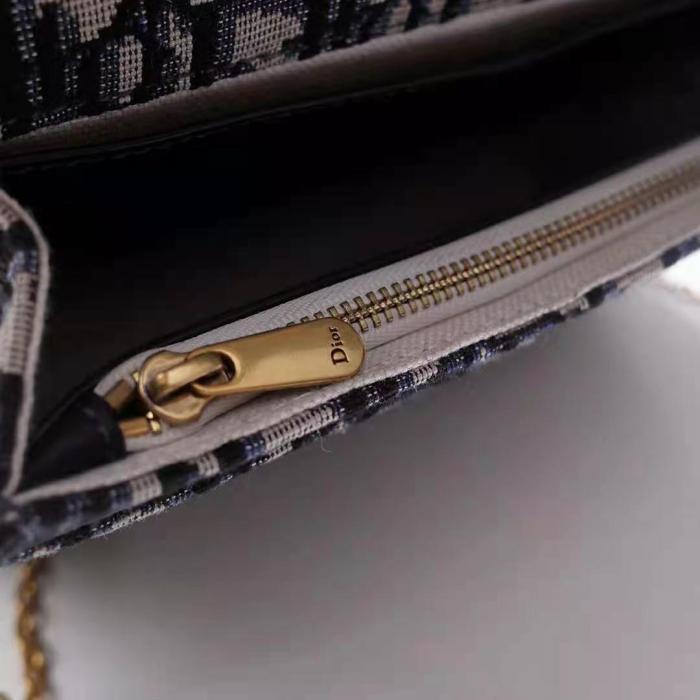 Dior Women Saddle Pouch Blue Dior Oblique Jacquard 'D' Stirrup