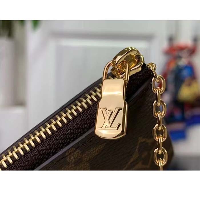 Louis Vuitton LV Unisex Key Pouch Dragon Fruit Pink Monogram Coated Canvas Grained Cowhide Leather