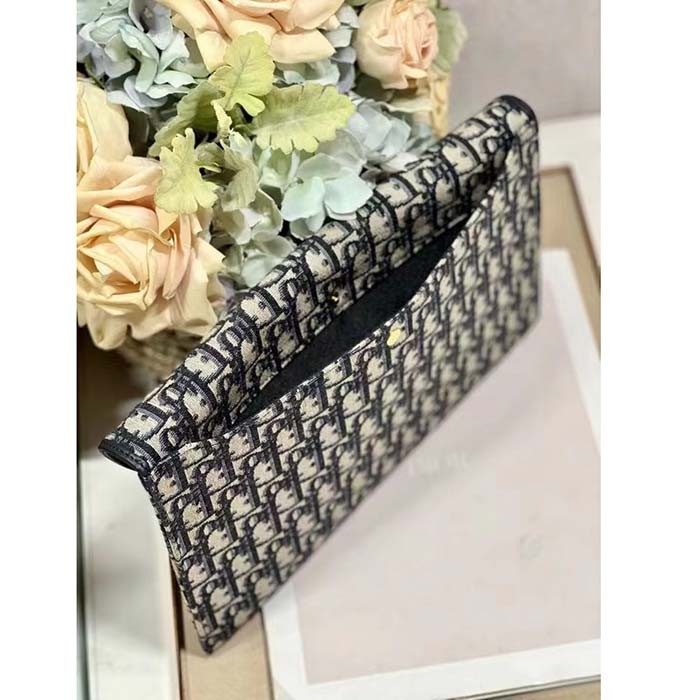 Dior Unisex CD 30 Montaigne Avenue Pouch Flap Blue Dior Oblique Jacquard