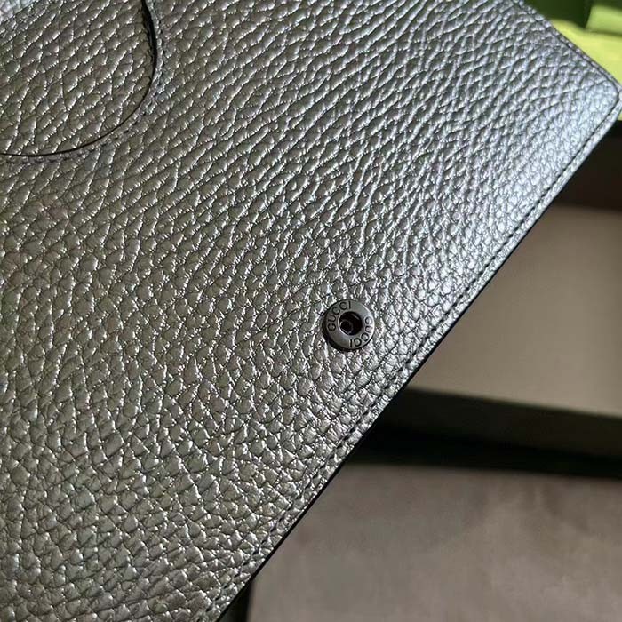 Gucci Women GG Marmont Mini Chain Bag Metallic Silver Leather Double G