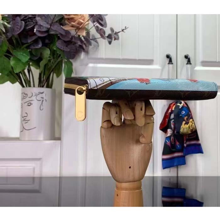 Louis Vuitton LV Unisex Zippy Wallet Pink Monogram Coated Canvas Grained Cowhide Leather