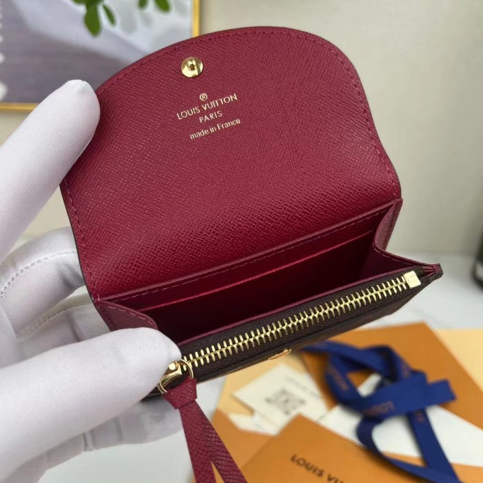 Louis Vuitton LV Unisex Rosalie Coin Purse Fuchsia Pink Monogram Coated Canvas Grained Cowhide Leather