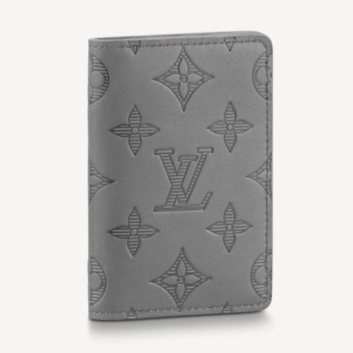 Louis Vuitton LV Unisex Pocket Organizer Anthracite Gray Monogram Shadow Calf Leather