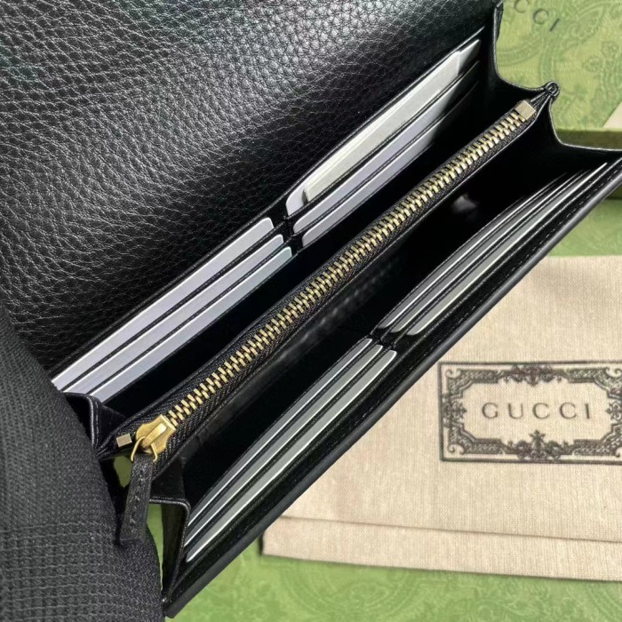 Gucci Unisex GG Wallet Interlocking G Python Bow Black Leather Moiré Lining