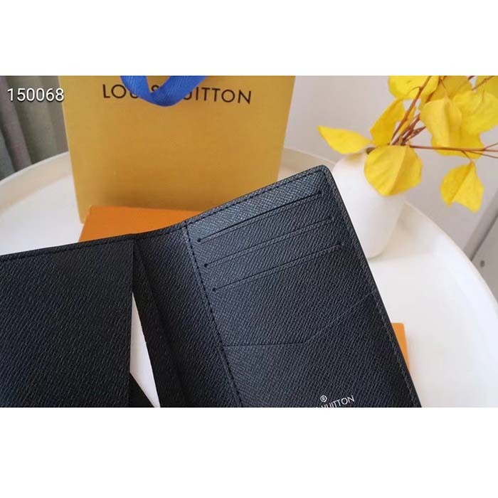 Louis Vuitton LV Unisex Pocket Organizer Glacier Black Taiga Cowhide Leather