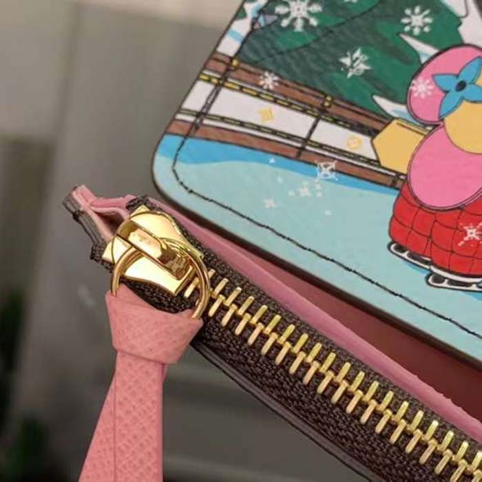 Louis Vuitton LV Unisex Victorine Wallet Pink Monogram Coated Canvas Grained Cowhide Leather