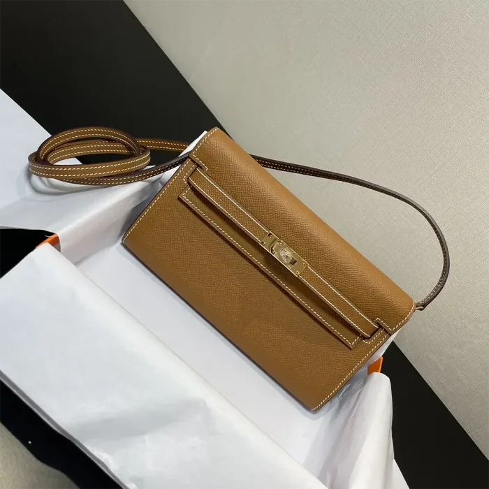 Hermes Women Kelly To Go in Epsom Leather-Brown/Gold