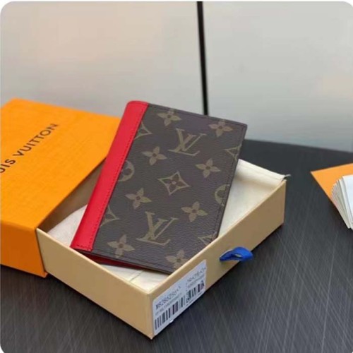Louis Vuitton LV Unisex Passport Cover Red Monogram Macassar Coated Canvas Cowhide Leather