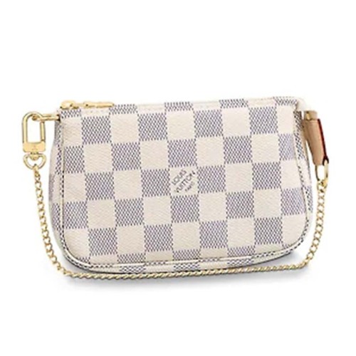 Louis Vuitton LV Women Mini Pochette Accessoires Damier Azur Canvas
