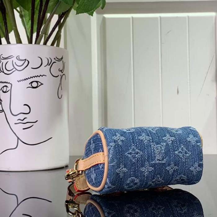 Louis Vuitton Women Micro Speedy Bag Charm Monogram Denim Canvas M01701