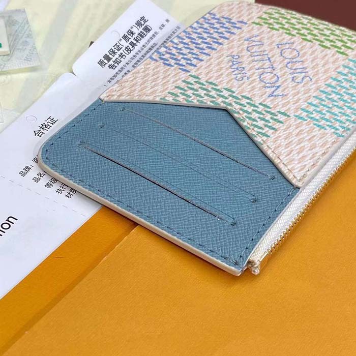 Louis Vuitton LV Unisex Romy Card Holder Green Damier Coated Canvas N40639