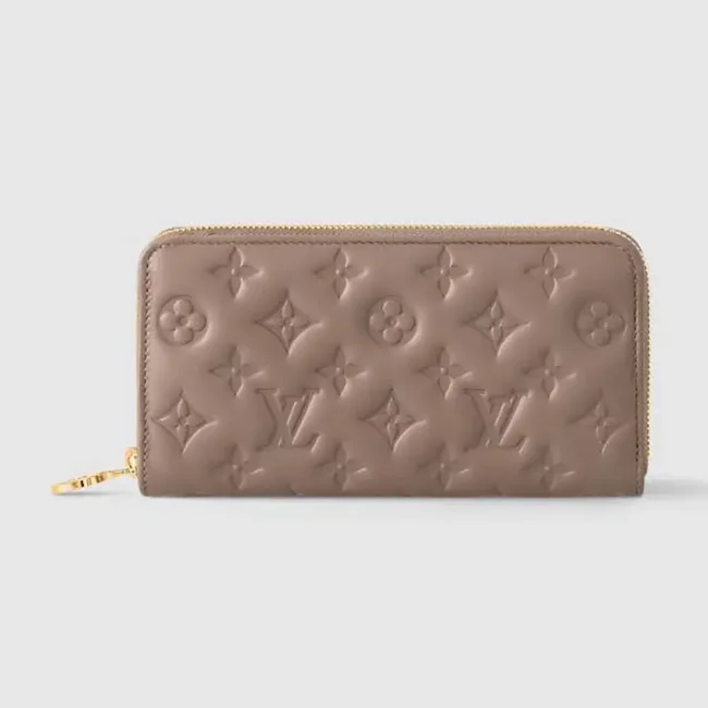 Louis Vuitton Unisex Zippy Wallet Monogram-embossed Lambskin-Taupe Brown