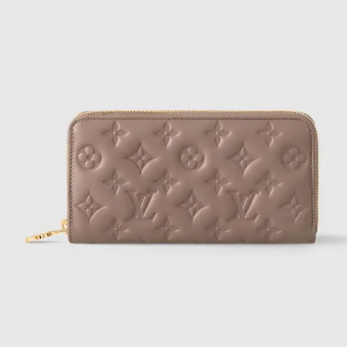 Louis Vuitton Unisex Zippy Wallet Monogram-embossed Lambskin-Taupe Brown
