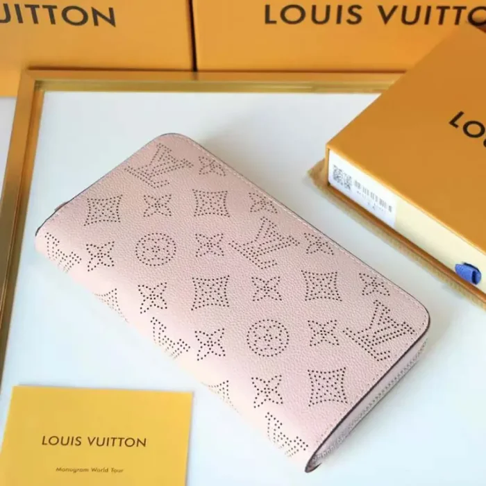 Louis Vuitton LV Women Zippy Wallet Mahina Perforated Calf Leather-Pink