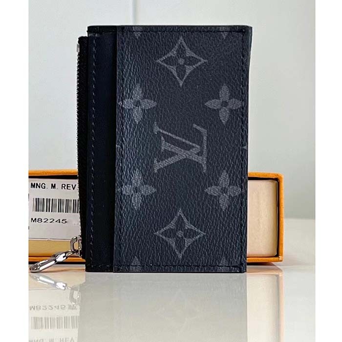 Louis Vuitton LV Unisex Coin Card Holder Monogram Eclipse Coated Canvas Cowhide Leather