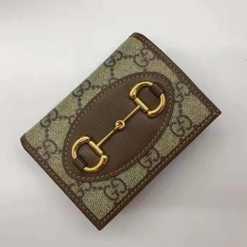 Gucci Unisex 1955 Horsebit Key Case Wallet Beige Ebony GG Supreme Canvas