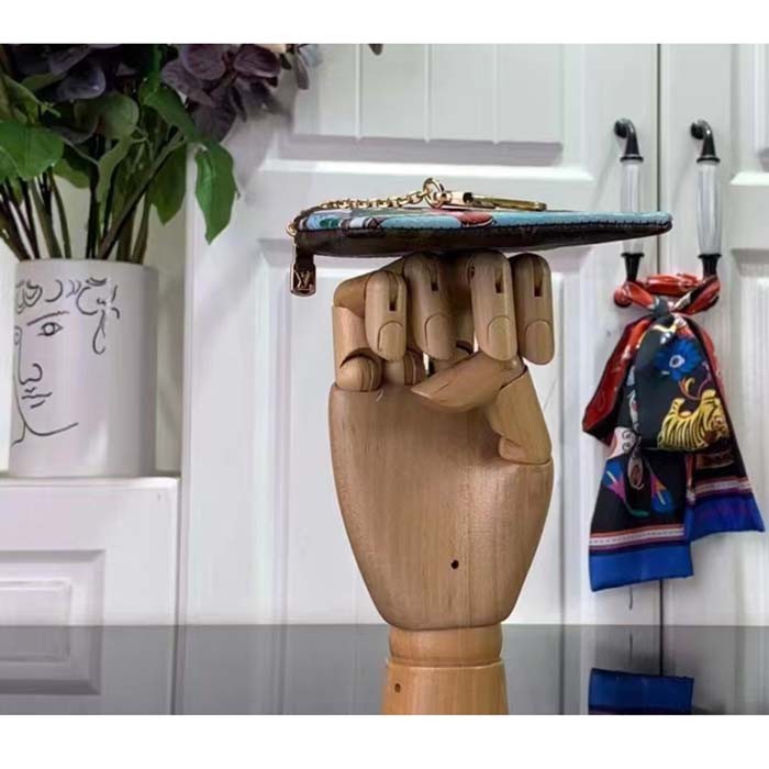 Louis Vuitton LV Unisex Key Pouch Pink Monogram Coated Canvas Grained Cowhide Leather