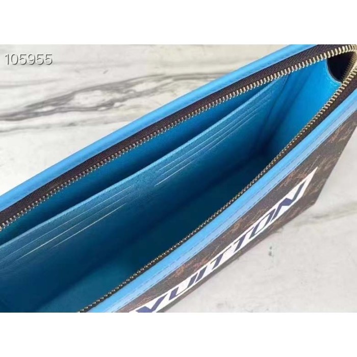 Louis Vuitton LV Unisex Pochette Voyage Monogram Coated Canvas Cowhide Leather