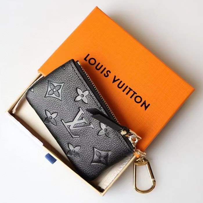 Louis Vuitton LV Unisex Key Pouch Black Monogram Empreinte Embossed Supple Grained Cowhide Leather
