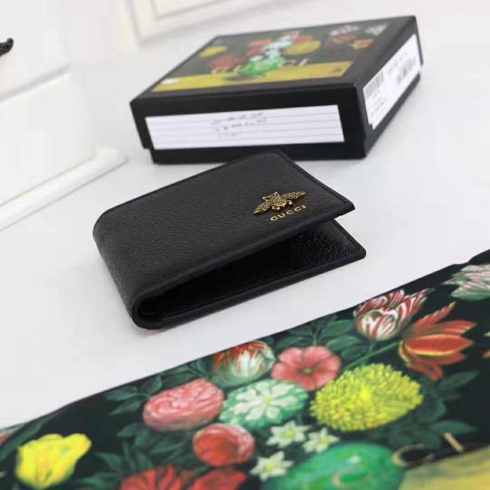 Gucci GG Unisex Animalier Leather Wallet in Black Leather