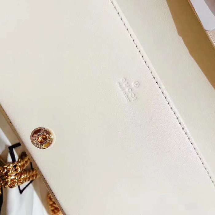 Gucci GG Women Gucci 1955 Horsebit Wallet with Chain-White