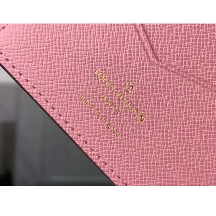 Louis Vuitton LV Unisex Passport Cover Pink Monogram Coated Canvas Grained Cowhide Leather