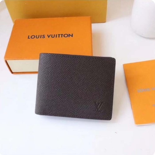 Louis Vuitton LV Unisex Slender Wallet Embossed Taiga Leather Acajou Navy Blue
