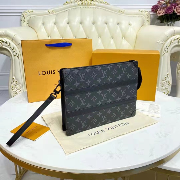 Louis Vuitton LV Unisex Trunk Pouch Black Monogram Eclipse Canvas Leather