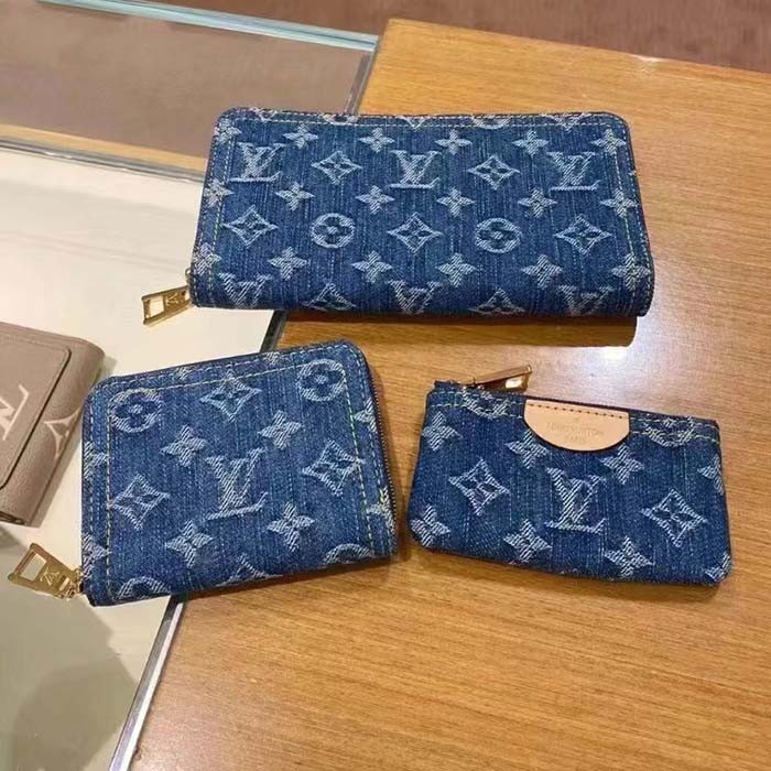 Louis Vuitton LV Unisex Key Pouch Denim Blue GOTS Certified Cotton Monogram Denim