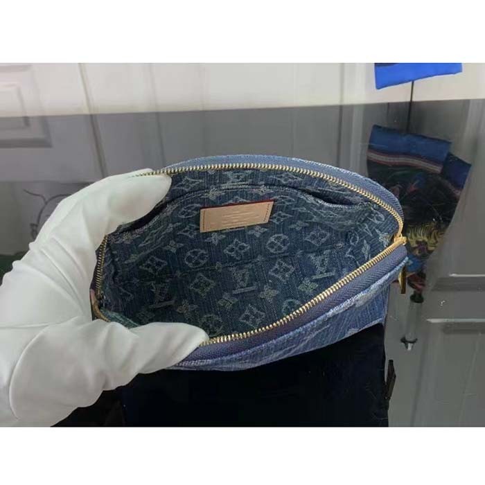 Louis Vuitton Unisex Pochette Cosmétique PM Bleu Denim Blue Monogram Global Organic Textile-Certified Cotton Canvas