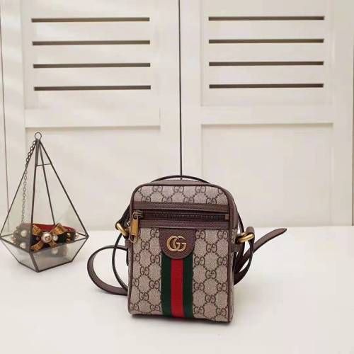 Gucci GG Men Ophidia GG Shoulder Bag in Beige/Ebony GG Supreme Canvas