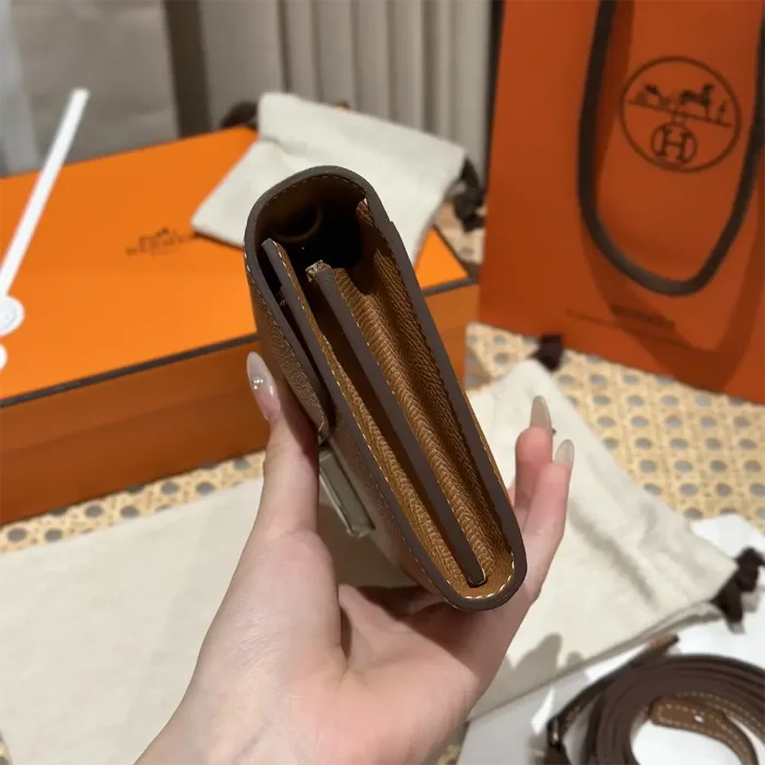 Hermes Women Constance Long To Go in Epsom Leather-Brown/Silver