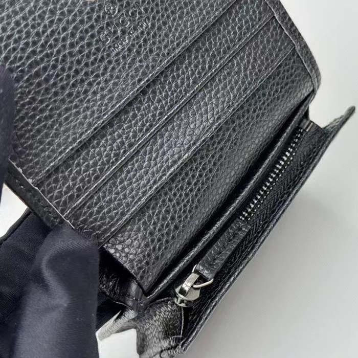 Gucci GG Unisex Leather Card Case Wallet Black Leather Double G Style ‎456126 17WEN 1000