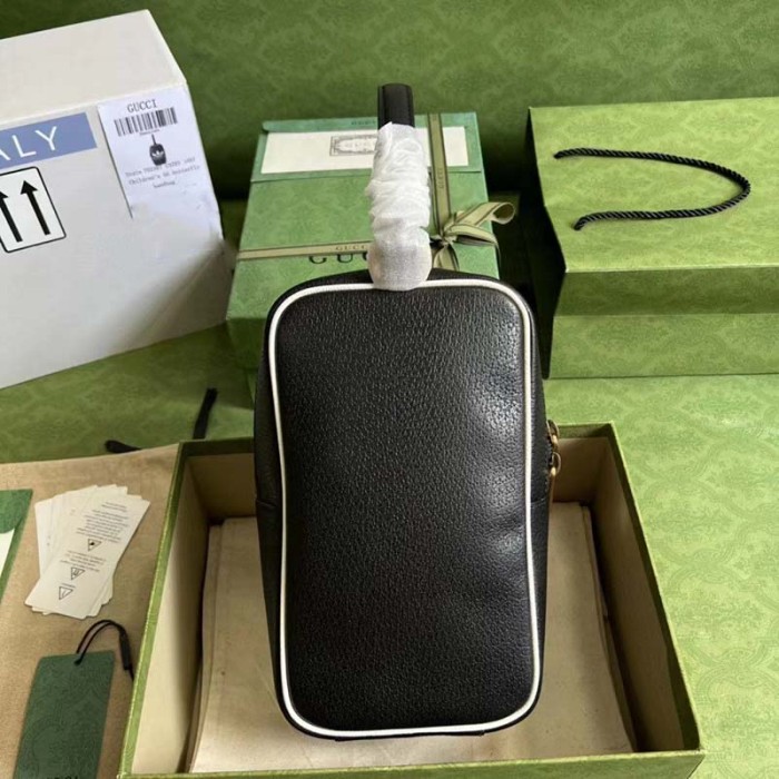 Gucci Unisex Adidas x Gucci Mini Top Handle Bag Black Leather GG Trefoil Print