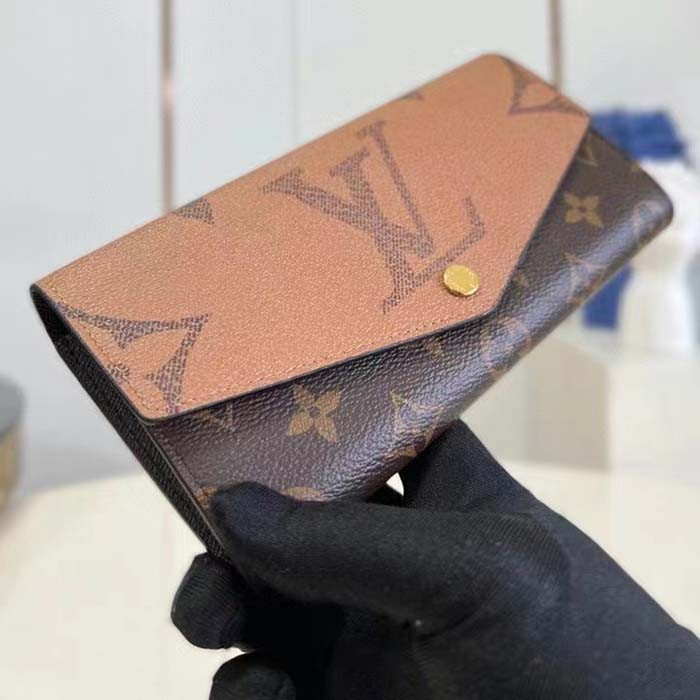 Louis Vuitton LV Unisex Sarah Wallet Monogram Reverse Coated Canvas Cowhide Leather