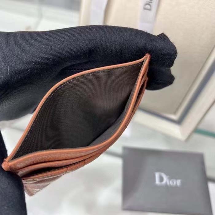Dior Unisex CD Dior Caro Five Slot Card Holder Medium Tan Supple Cannage Calfskin