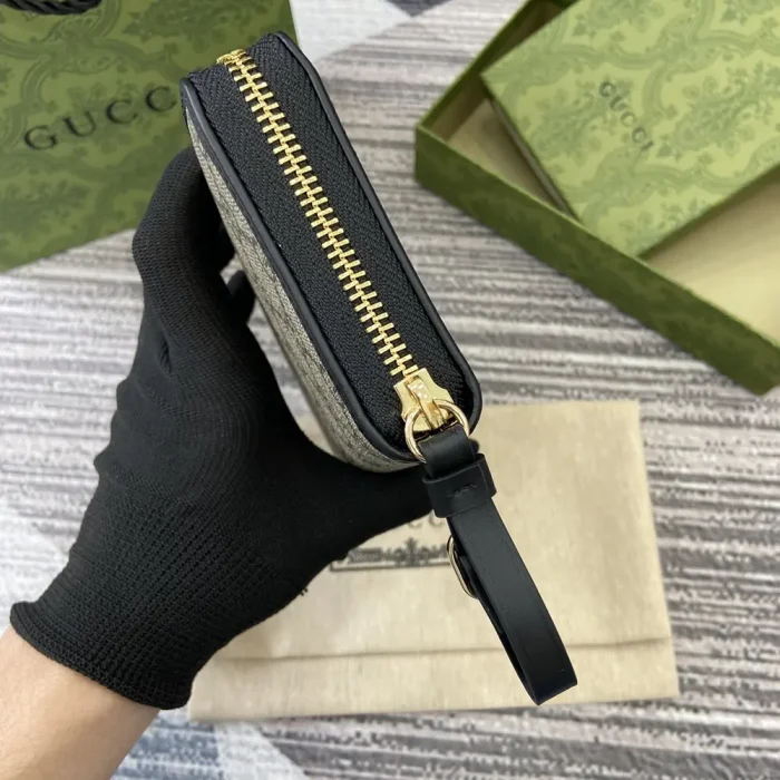 Gucci Unisex GG Emblem Zip Around Wallet-Black 819122FAD6L9741