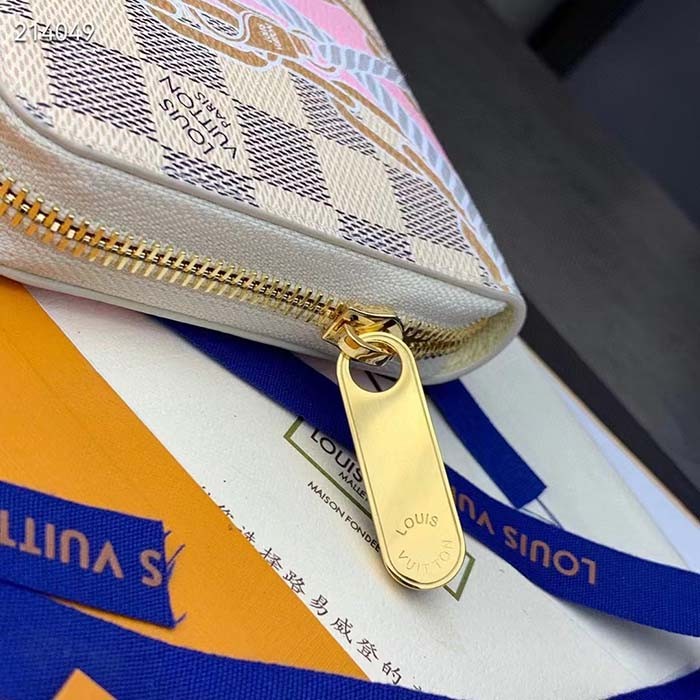 Louis Vuitton LV Unisex Zippy Wallet Damier Azur Coated Canvas Cowhide Leather