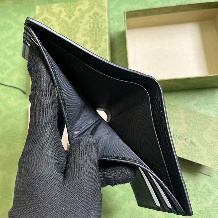 Gucci Unisex Jumbo GG Wallet Black Leather Moiré Lining